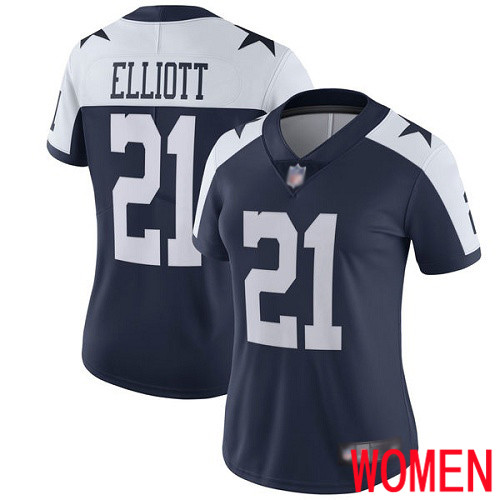 Women Dallas Cowboys Limited Navy Blue Ezekiel Elliott Alternate #21 Vapor Untouchable Throwback NFL Jersey->women nfl jersey->Women Jersey